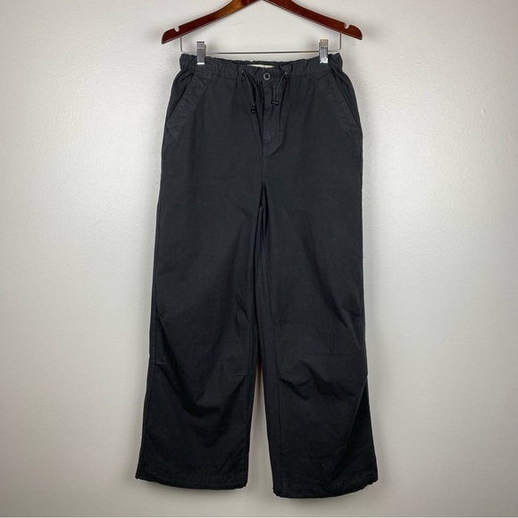 Madewell Cargo Parachute Pants Garment-Dyed Poplin Drawstring Black Size 24 NWT - Picture 4 of 11